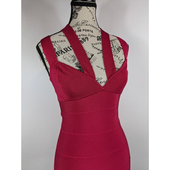 Armani Womens Sm Dress Red Bandage Certificate Authentic Cosmopolitan Strappy - Picture 1 of 16